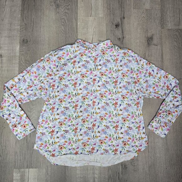 Mens Floral Print Long Sleeve Shirt XXL By Michaels colorfull bright loud flower - Picture 2 of 5